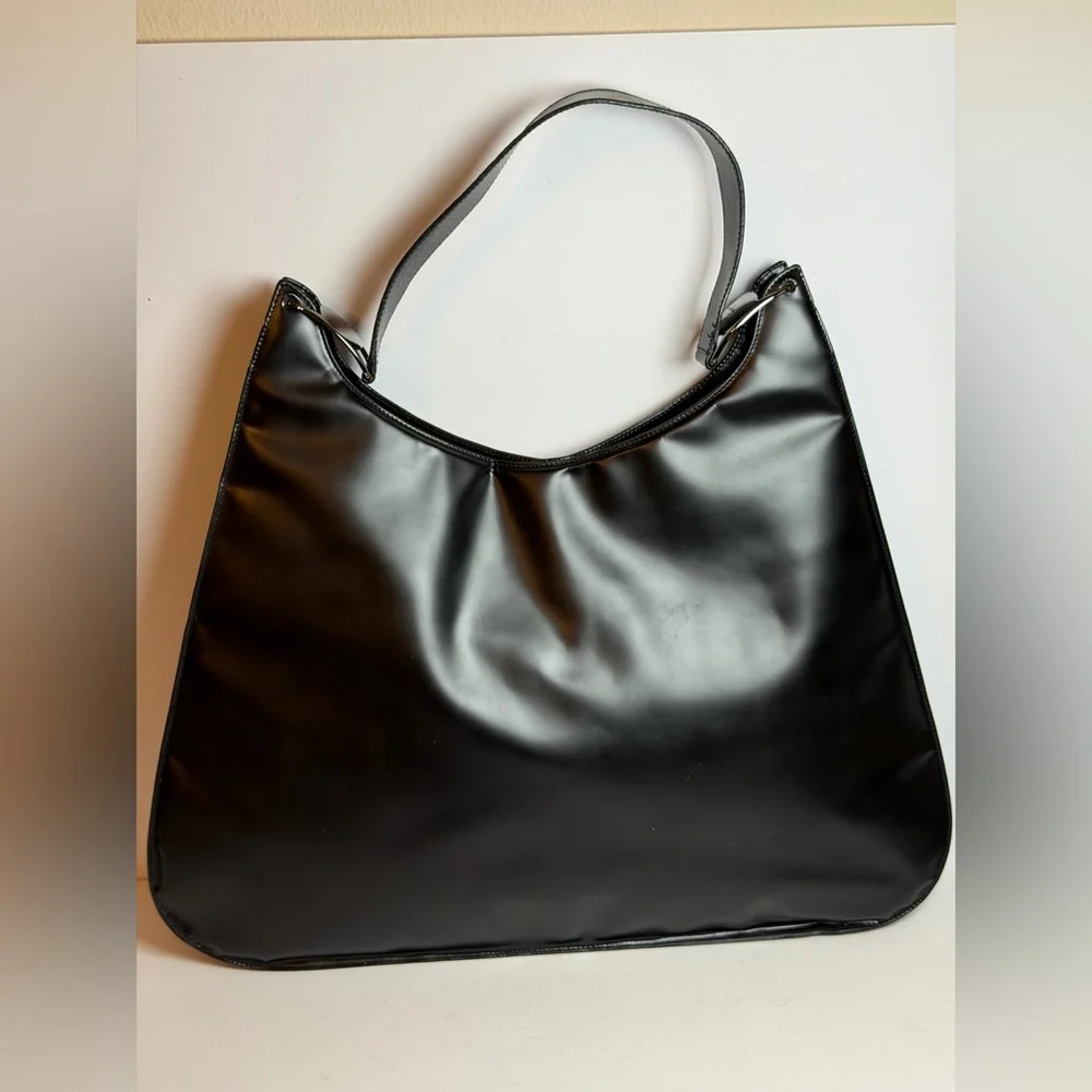 Salvatore Ferragamo Black Matte Leather Large Shoulder Bag